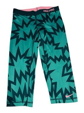 Nike Pro Teal and Pink Capri Leggings Size Medium
